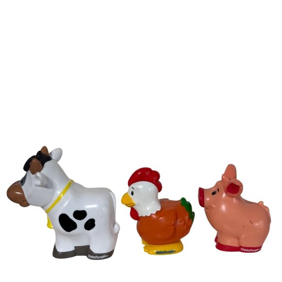2018 Mattel Fisher Price Little People Farm Animal Cow Chicken Pig Set - Picture 4 of 4